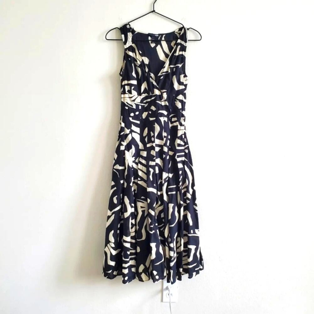 H&M Black & White Abstract Drop Waist Sundress